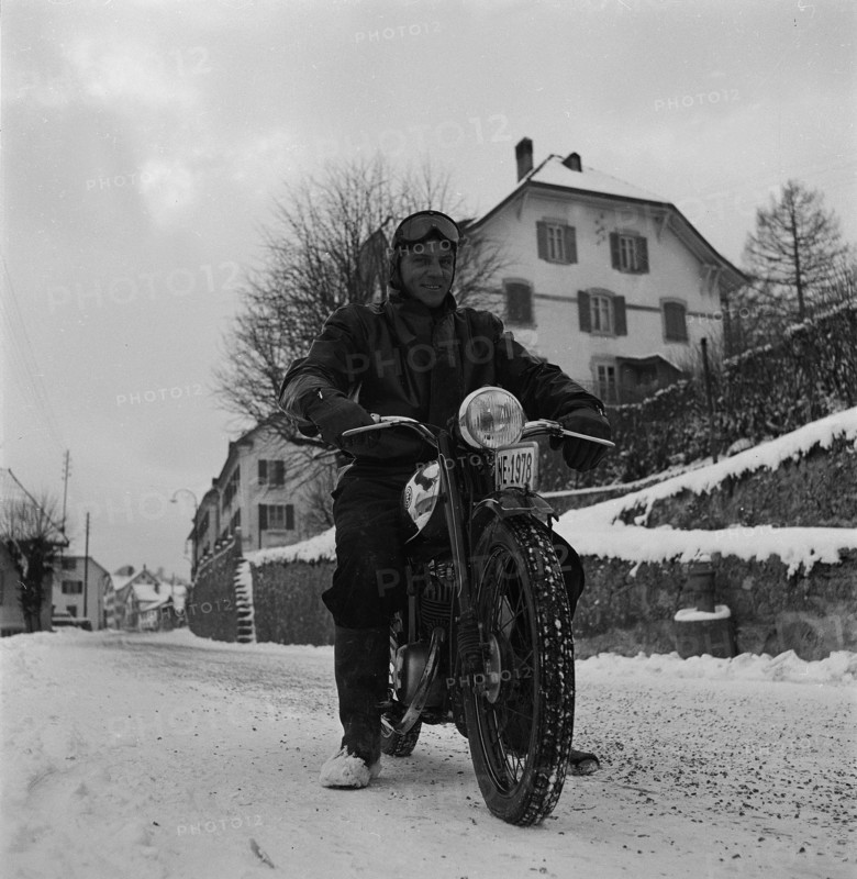 Georges Schneider, Swiss skier, 1949.