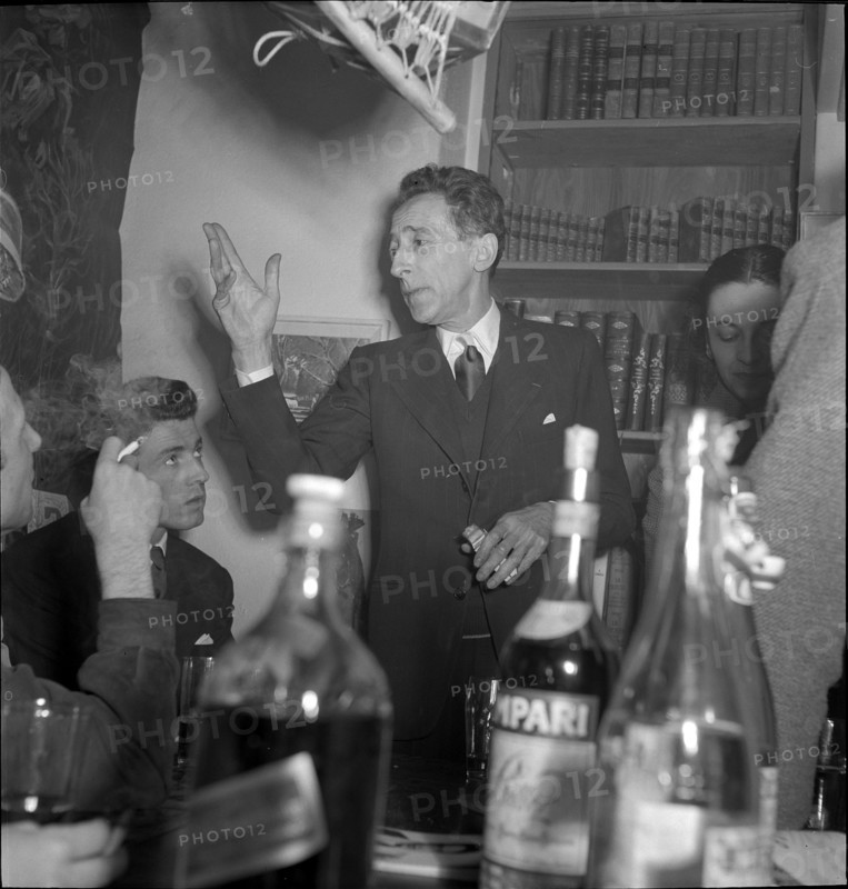 Jean Cocteau, french actor, in Zurich 1950 .