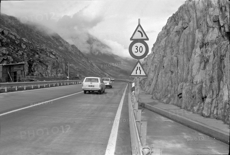 New built section of the road to the Gotthard pass 1971 .