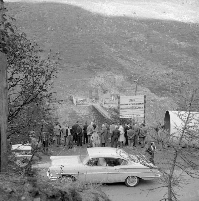 Great sankt Bernhard tunnel building start, Italy 1959.