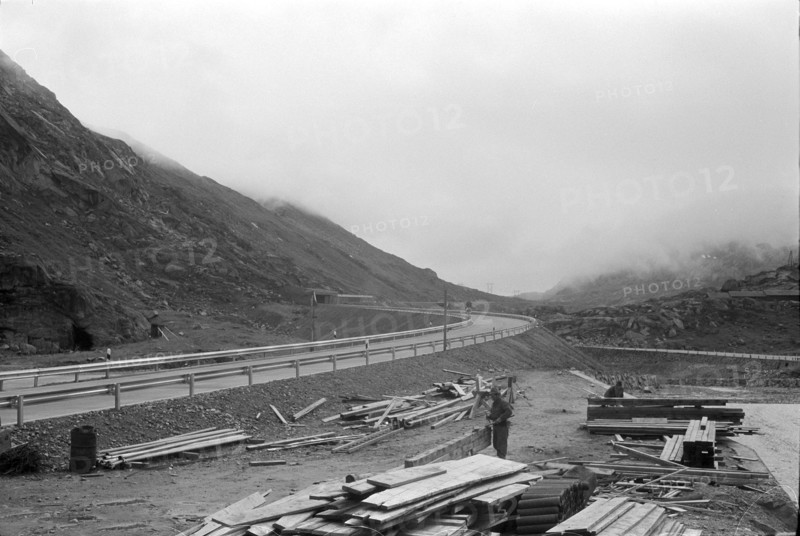 New built section of the road to the Gotthard pass 1971 .
