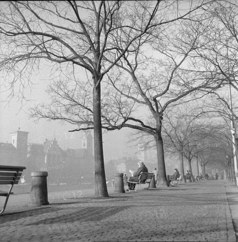 Autumn mood at the Limmat, Zürich ca. 1960.