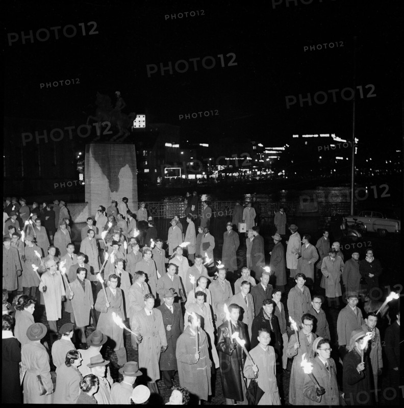 Torchlight procession of students for Hungary, Zurich 1956