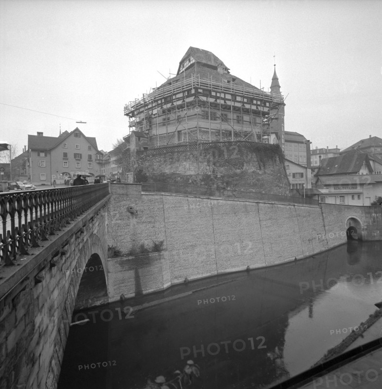 Frauenfeld Castle, scaffolding, around 1959