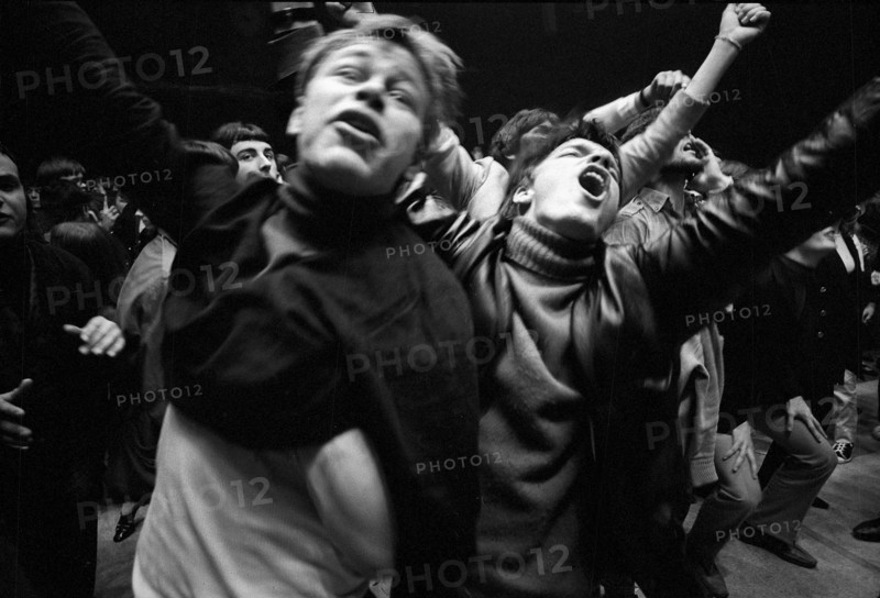 Cheering fans at Rolling Stones concert at Hallenstadion, Zurich 1967