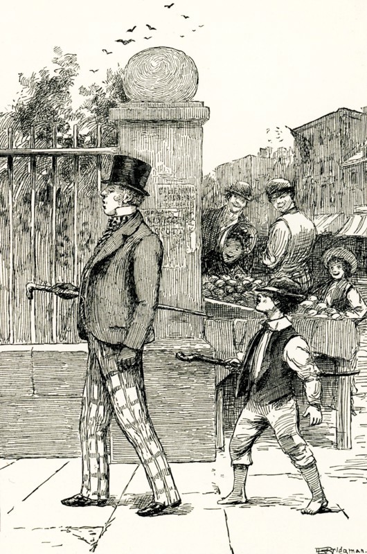 This 1888 illustration shows a New York dandy in 1849. By definition, dandy refers to a man unduly devoted to style, neatness, and fashion in dress and appearance.