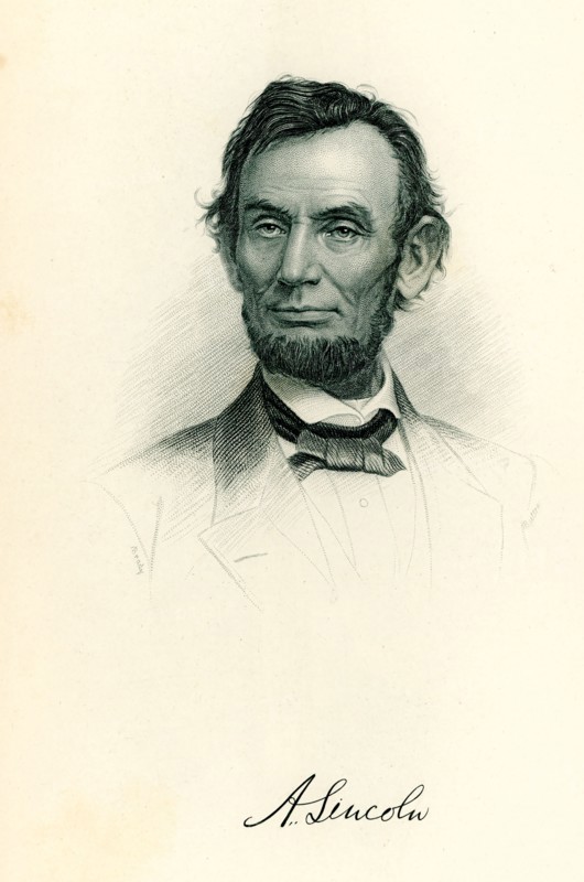 This illustration is signed by Matthew Brady. Abraham Lincoln was the 16th president of the United States. He served from March 1861 to his assassination on April 15, 1865. Mathew B. Brady (died 1896) was one of the earliest photographers in American history. Best known for his scenes of the Civil War, he studied under inventor Samuel Morse, who pioneered the daguerreotype technique in America.