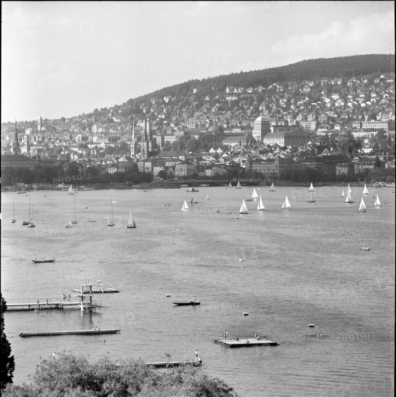 Zurich with lake, summer 1958.