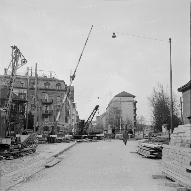 Underpass Giesshubel Zurich under construction 1954.