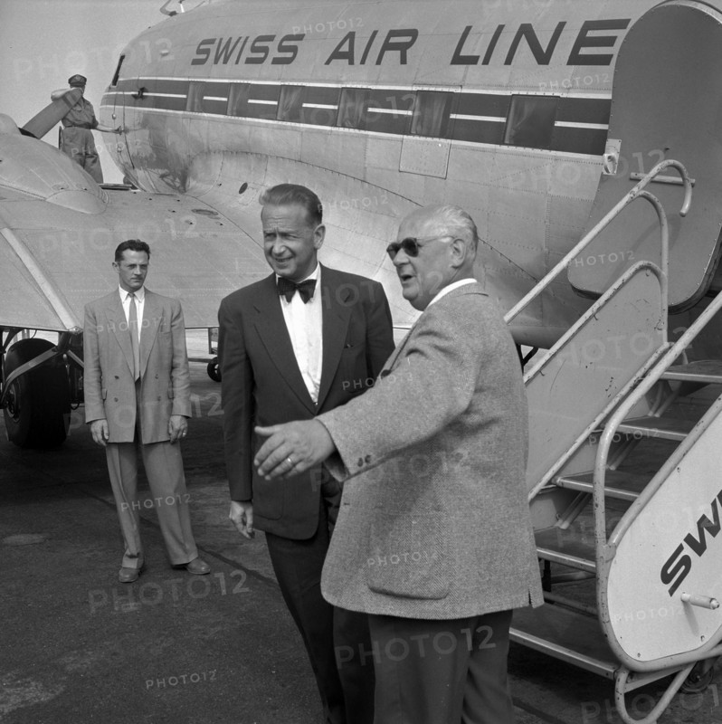 UN secretary general Dag Hammarskjold arriving for the Geneva Summit 1955.