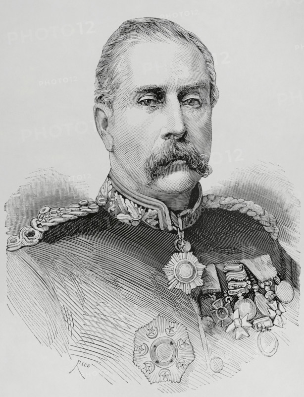 Sir Gerald Graham (1831-1899). British Lieutenant General in the Corps of Royal Engineers. Portrait. Engraving by Bernardo Rico. La Ilustracion Espanola y Americana (The Spanish and American Illustration), March 15, 1884.