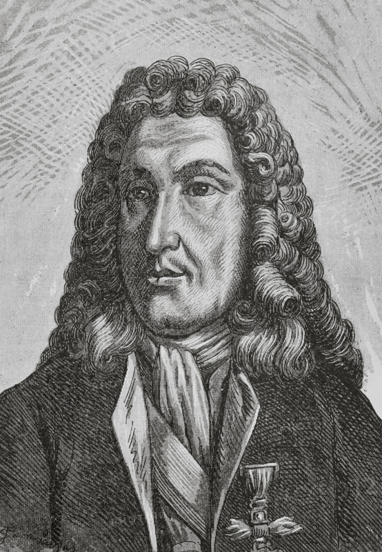 Jose Patino Rosales (1670-1736). Secretary of the Navy and the Indies under King Philip V of Spain. He undertook the reorganisation of the Navy and founded the Naval Military Academy. In 1718 he formed the Compania de Caballeros Guardiamarinas (Royal Company of Maritime Guards). Portrait. Illustration by Serra Pausas. ""Glorias Espanolas"" (Glories of Spain). Volume IV. Published in Barcelona, 1890.