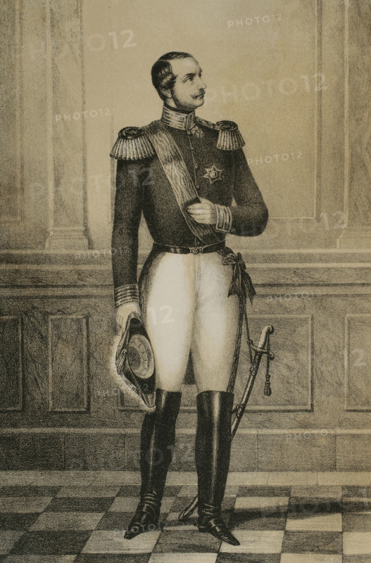 George V of Hanover (1819-1878). King of Hanover (1851-1866). 2nd Duke of Cumberland and Teviotdale. Portrait. Drawing by M. Iglesias. Lithography by J. Donon. ""Reyes Contemporaneos"" (Contemporary Kings). Volume III. Published in Madrid, 1854.