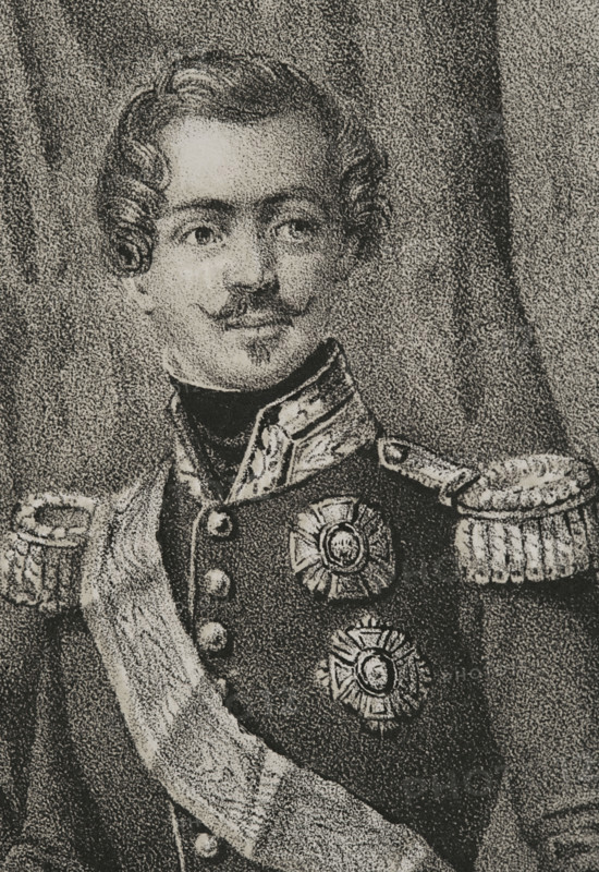 Otto of Greece (1815-1867). King of Greece (1832-1862). He was a Bavarian prince of the House of Wittelsbach. Portrait. Drawing by C. Legrand. Lithography by J. Donon. Detail. ""Reyes Contemporaneos"" (Contemporary Kings). Volume III. Published in Madrid, 1854.