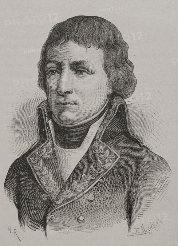 Leonard Mathurin Duphot (1769-1797). French general and poet. Portrait. Engraving. ""History of the French Revolution"". Volume I, 2nd part, 1879.