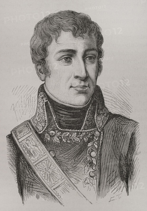 Louis Marie de Caffarelli du Falga (Louis-Marie-Joseph Maximilian Caffarelli du Falga) (1756-1799). French general. He was part of Napoleon's expedition to invade Egypt. Portrait. Engraving. ""History of the French Revolution"". Volume I, 2nd part, 1879.