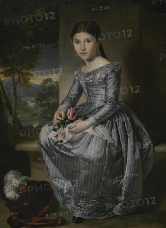 Rafael Tegeo Diaz (1798-1856). Spanish painter. Young Girl seated in a Landscape, 1842. Oil on canvas, 111 x 81,5 cm. Prado Museum. Madrid. Spain.