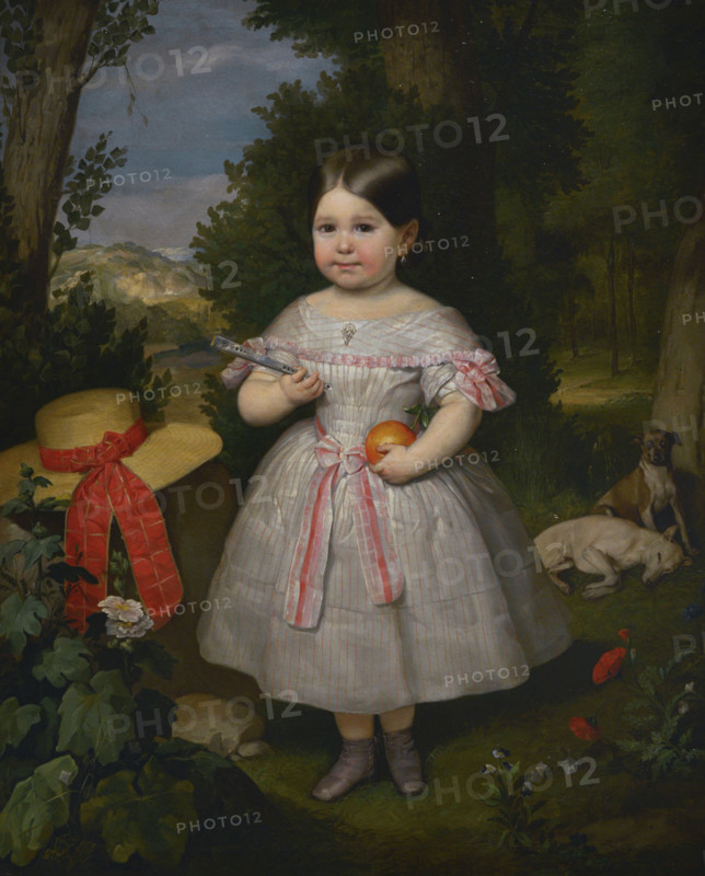Carlos Luis de Ribera y Fieve (1815-1891). Spanish painter. Young Girl in a Landscape, 1847. Oil on canvas, 116 x 95 cm. Prado Museum. Madrid. Spain.