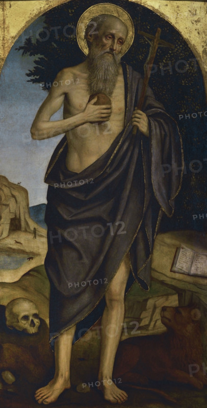 Ambrogio da Fossano, called Bergognone (1453-1523). Italian Renaissance painter. St. Jerome, ca. 1510. Oil and tempera on wooden panel. Pinacoteca Castello Sforzesco, Milan, Italy.