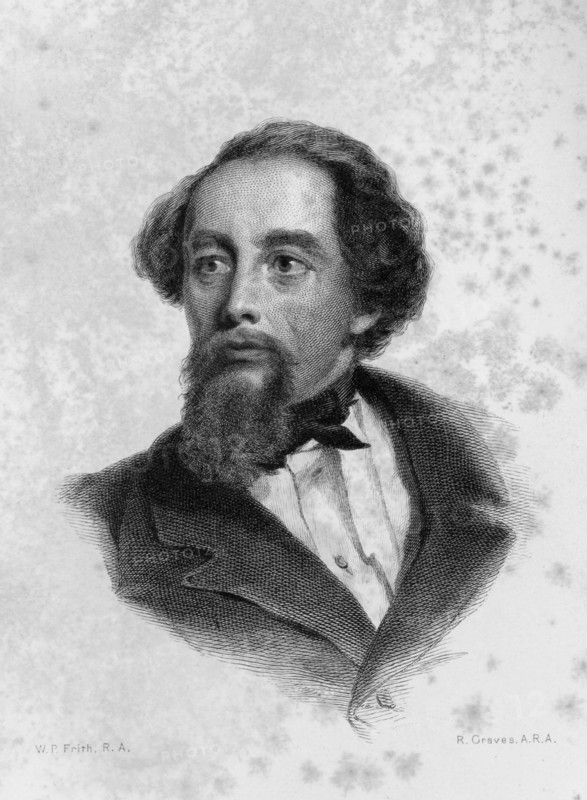 Charles Dickens (1812-1870) is one of the best known and most distinguished English novelists. He lived during the Victorian era. This engraving of Dickens at age 47 was the frontispiece to Vol. II of John Forster's 1873 biography of Dickens. It was engraved by Robert Graves and based on a portrait done for John Forster in 1859 by W.P. Frith.