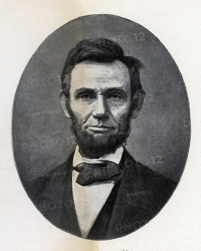 The caption for this image reads: 'Lincoln in 1865. from a photograph by Moses Parker Rice.'  Abraham Lincoln was the 16th president of the United States. He served from March 1861 to his assassination on April 15, 1865. He was chosen as the Republican candidate at the Convention in 1860. Lincoln was a lawyer, but before he went to law school, he held a variety of jobs.