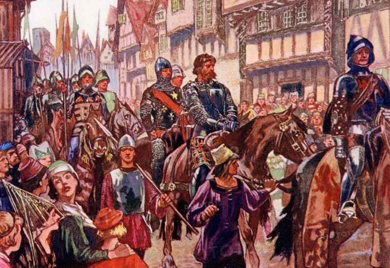 This 1902 illustration shows Wallace taken to London in Chains. Sir William Wallace promoted active resistance to the rule of King Edward I in Scotland after Edward forced the abdication and usurpation of the crown of John Balliol. Following defeat at the Battle of Falkirk on July 22, 1298, Wallace went to France where he attempted to gain French support for rebellion in Scotland but the effort proved ultimately futile and Wallace, back in Britain but refusing to submit to English rule, remained on the run. He was captured on August 5, 1305, by Sir John Monteith near Glasgow. Taken to Carlisle, he was bound hand and foot before being taken south to London in chains. Condemned as guilty, he was taken to the Tower of London and then hanged on a gallows.