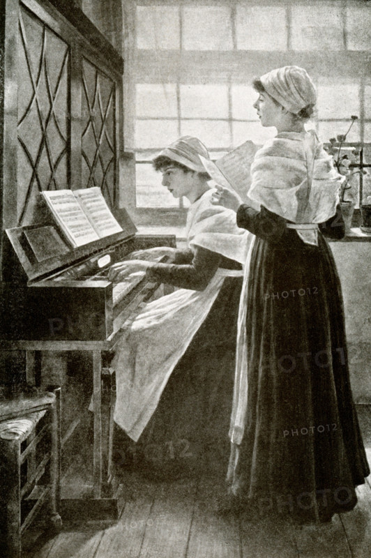 This illustration dates to 1917 and the caption reads: Song of Home and Reminiscences.