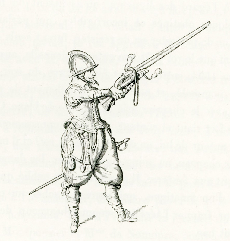 An arquebusier refers to a person who uses an arquebus, a matchlock shoulder gun. A good suit of armor would stop the ball being shot by an arquebus, but if the arquebus was shot at close range, it could penetrate even good armor. It was also effective against cavalry. This weapon was commonly used from the 1400s to the 1600s.