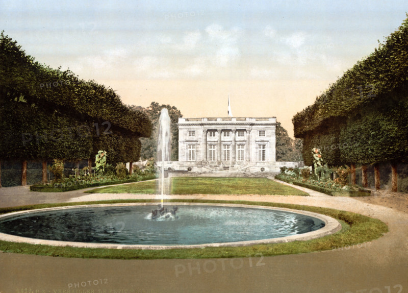 Pleasure palace in the park of Versailles, France, historical, digitally restored reproduction from an original from the 19th century.