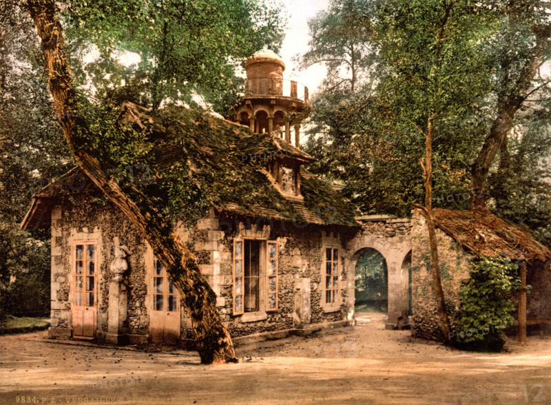 Pleasure palace in the park of Versailles, outbuildings, France, historical, digitally restored reproduction from an original from the 19th century.