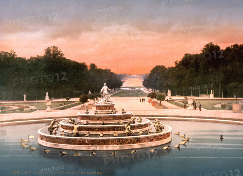 The Latone Basin, France, Historical, digitally restored reproduction from an original from the 19th century.