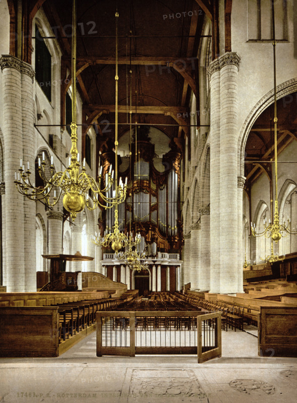 Rotterdam Cathedral, interior, around 1895, historical, digitally restored reproduction from an original from the 19th century.