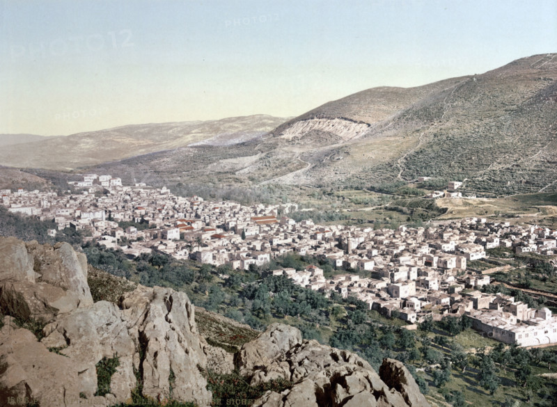 The Valley of Napulus, Holy Land, West Bank, circa 1895, Historical, digitally restored reproduction from an original from the 19th century.