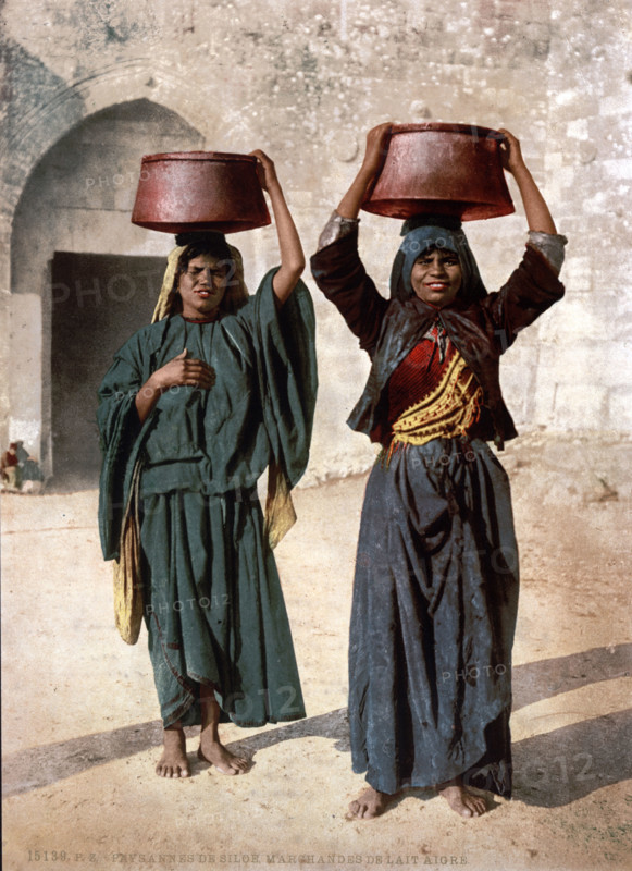 Milk seller in Siloam, Holy Land, around 1895, historical, digitally restored reproduction from an original from the 19th century.