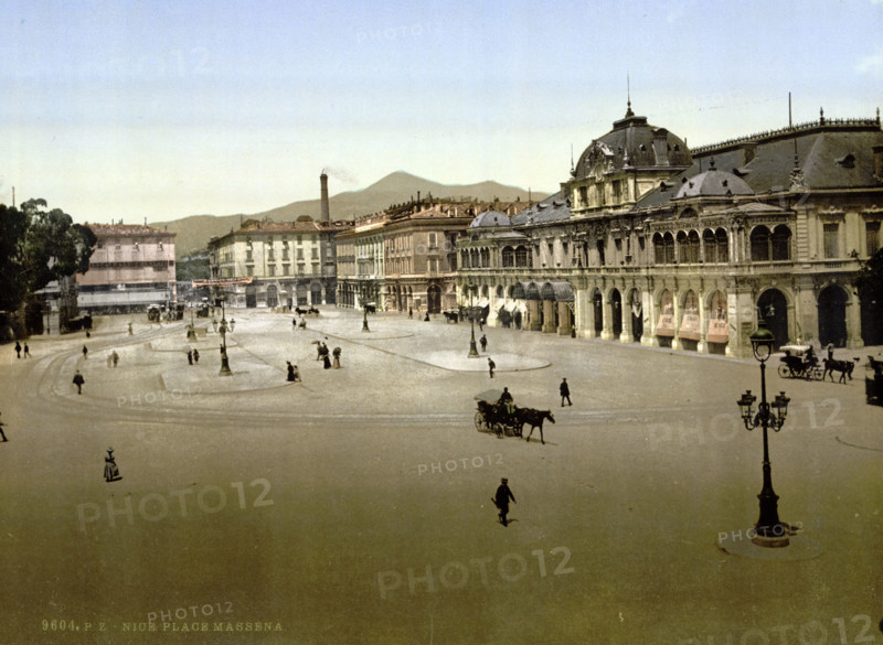 Massena Square, Nice, France, circa 1895, Historical, digitally restored reproduction from an original from the 19th century.
