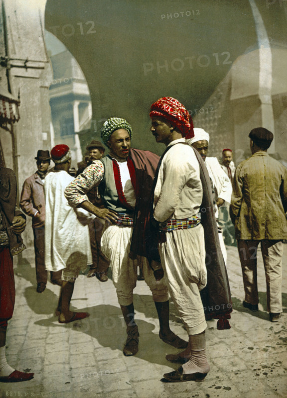 various types of Arabs, Tunisia, around 1895, Historical, digitally restored reproduction from an original from the 19th century.