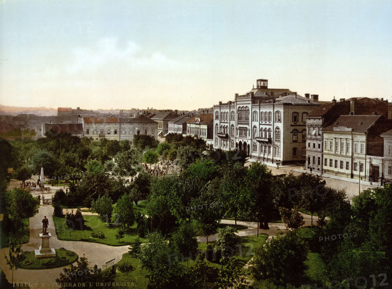 University of Belgrade, Serbia, around 1895, Historical, digitally restored reproduction from an original from the 19th century.
