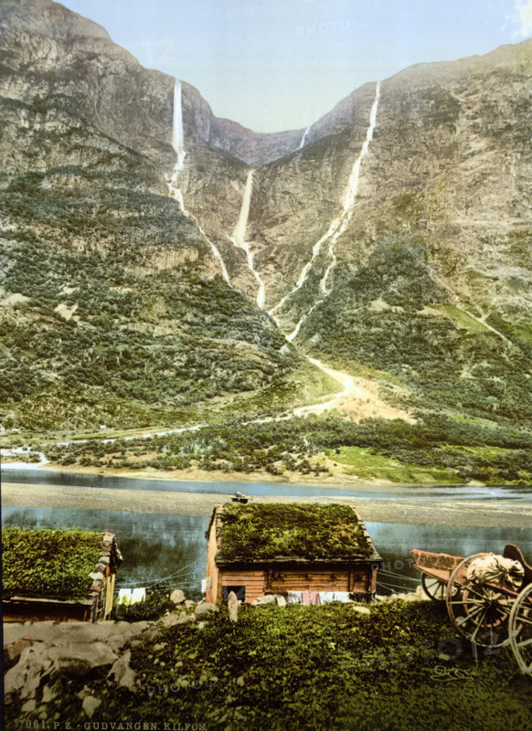 on the Sognefjord, Norway, around 1895, Historical, digitally restored reproduction from an original from the 19th century.