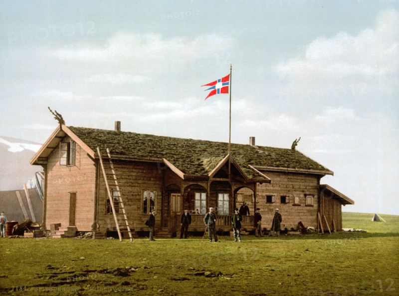 Tourist hut on Spitsbergen, Norway, around 1895, Historical, digitally restored reproduction from an original from the 19th century.