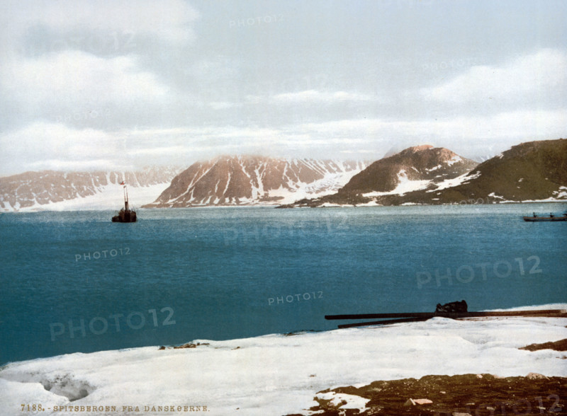 The Bay of Danes, Spitsbergen, Norway, circa 1895, Historical, digitally restored reproduction from an original from the 19th century.