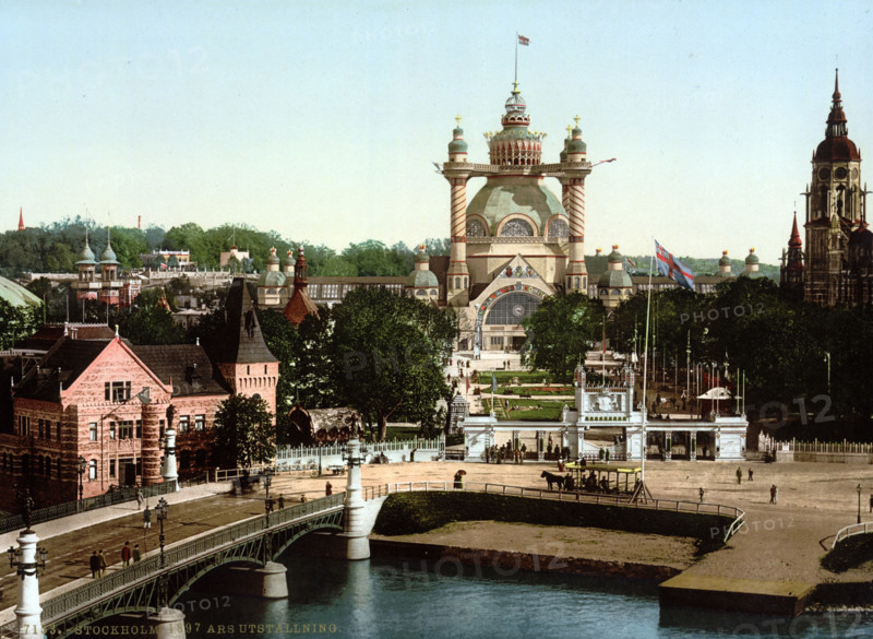 General Art and Industrial Exhibition around 1895, Sweden, around 1895, Historical, digitally restored reproduction from an original from the 19th century.