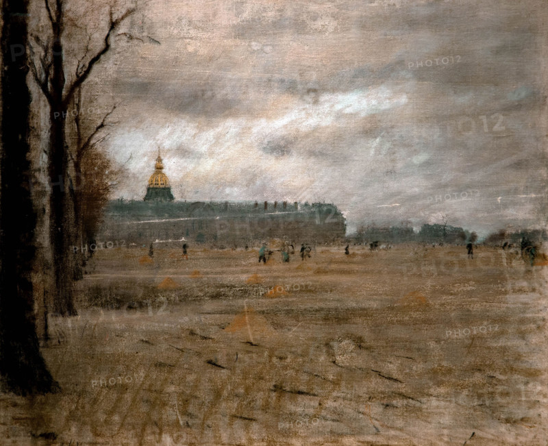 Giuseppe De Nittis 1846-1884 “Place des Invalides” 1880, 59 x 72cm pastel on canvas.