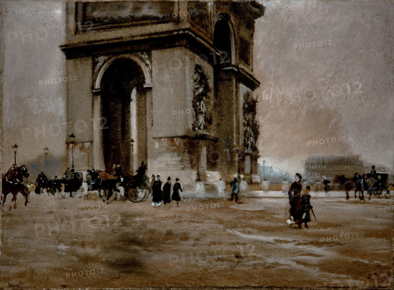 Giuseppe De Nittis 1846-1884 “Triumphal Arch” 1876, 36,7 x 52,6 pencil on paper.