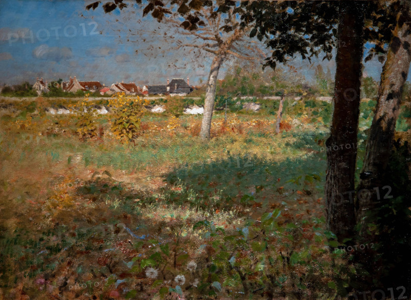 Giuseppe De Nittis 1846-1884 “Old garden (french countryside)” 1874, 476 x 65,5 cm oil on paper.
