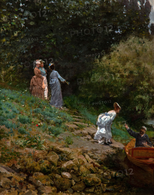 Giuseppe De Nittis 1846-1884 “La Grénouillièr”e 1873, 35 x 28 cm cm oil on panel.