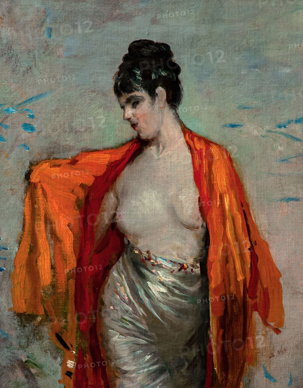 Giuseppe De Nittis 1846-1884 “The model” 1882, 41 x 33.2cm cm oil on panel.
