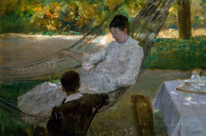 Giuseppe De Nittis 1846-1884 “The Hammock” 1882, 42.2 x 65cm oil on canvas.