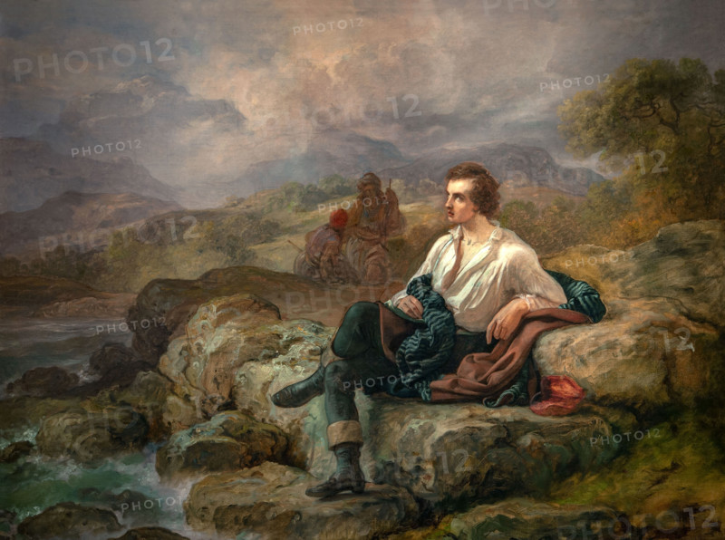 Giacomo Trécourt 1812-1882 "Lord Byron on the shore of the Hellenic Sea" 1850, 145.5 x 153 cm, oil on canvas.