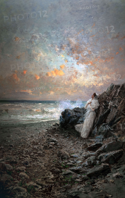 Pompeo Mariani 1857-1927 "The Lover of the Sea" 1897, 113 x 107 cm oil on canvas.