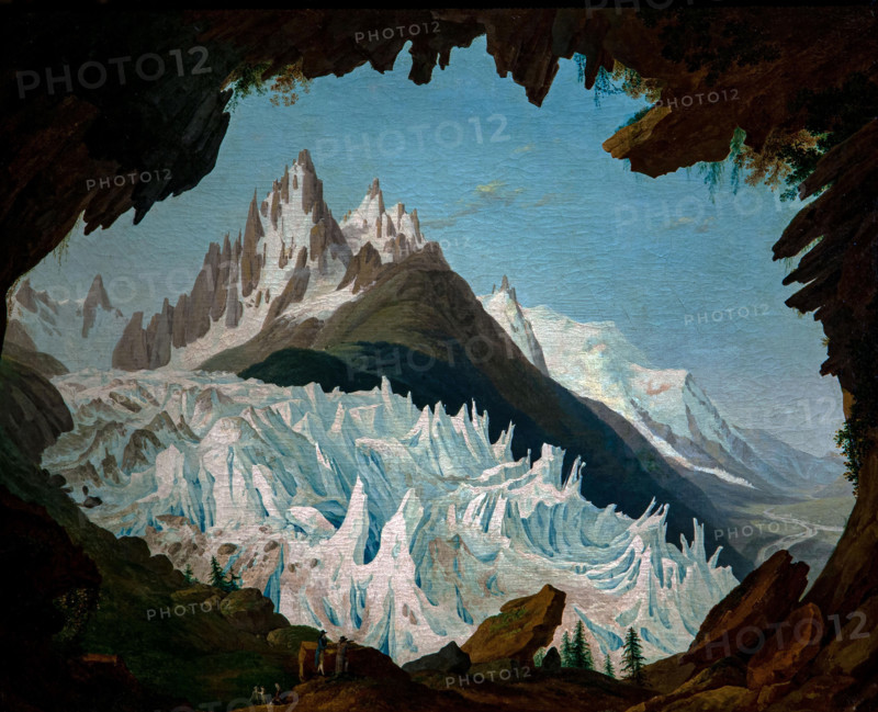 Jean Antoine Luck 1766-1843 "View of the Alps" 1799, 39 x 50 cm encaustic on canvas.